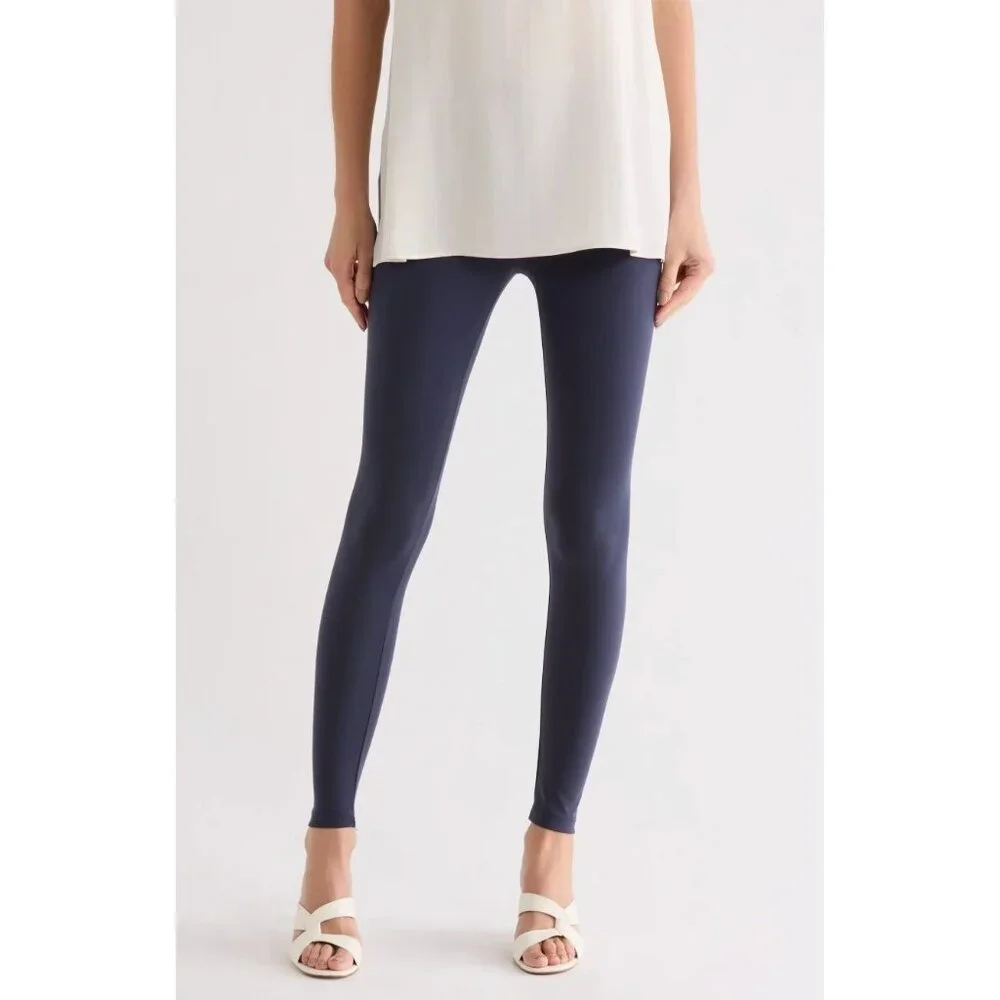 Matty M New Mid-Waist Navy‎ Blue Leggings Stretch Pants Size Small Timeless